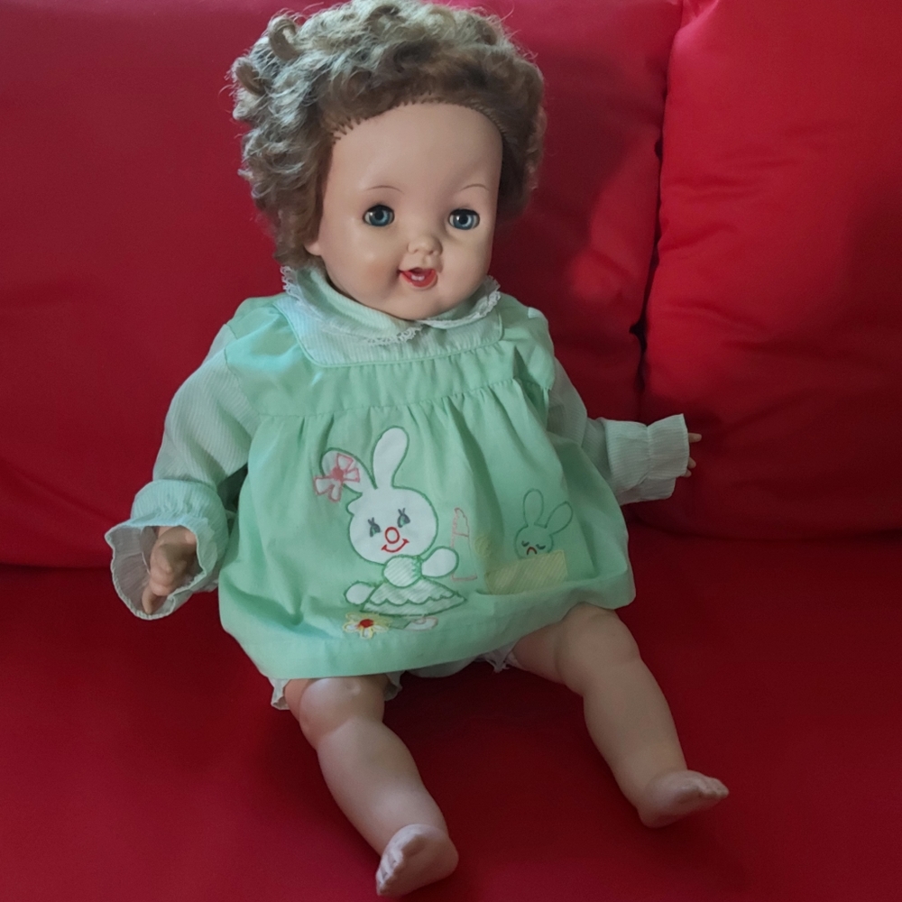 Vintage Effanbee Baby Doll life-size ( 23" ) Sleepy Eyes Lovely Teeth Excellent!